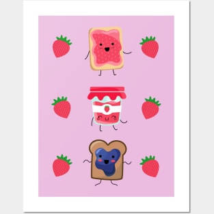 Breakfast Is Jammin’ and strawberries Posters and Art